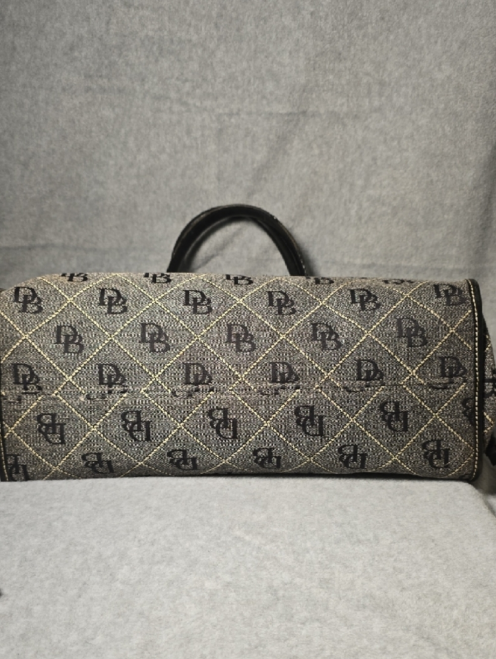 Dooney & Bourke Signature DB Black Canvas Leather Trim Shoulder Bag - Picture 7 of 16